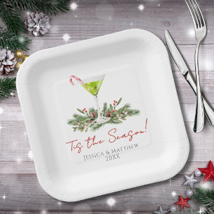 Martini and Mistletoe Holiday Cocktail Party Paper Plates