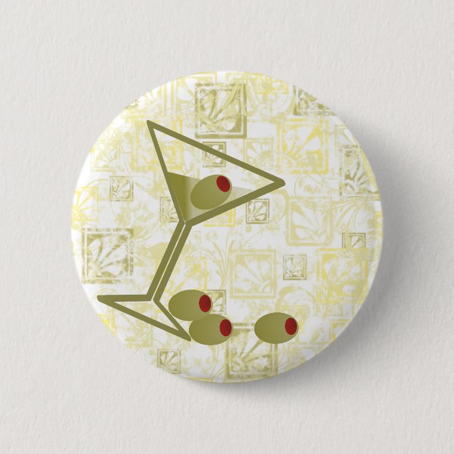Martini and Olives Pinback Button (Front)