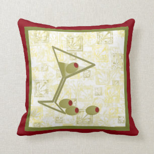 Martini and Olives Throw Pillow