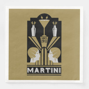 Martini Art Deco Art Paper Dinner Napkins