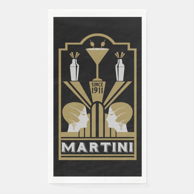 Martini Art Deco Art Paper Guest Towels (Front)