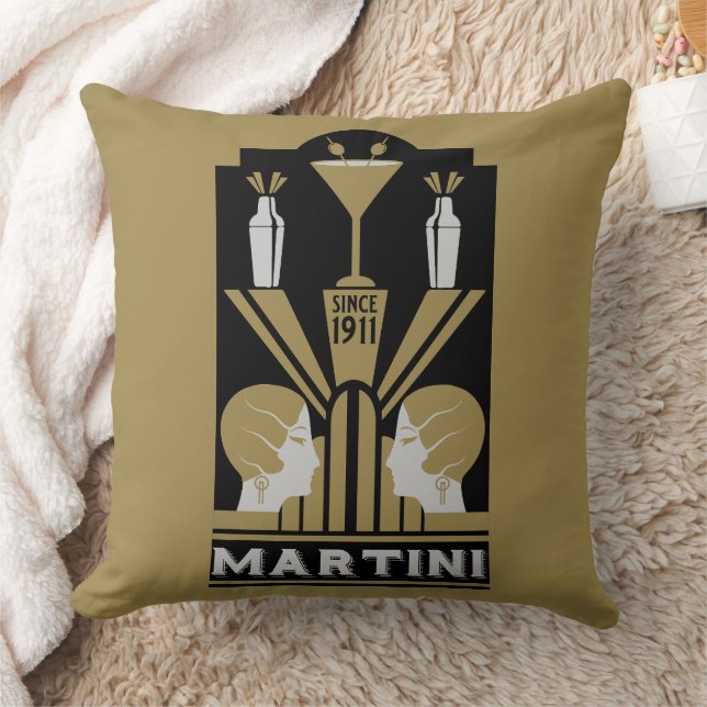 Martini Art Deco Art Throw Pillow (Blanket)