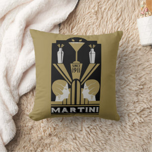 Martini Art Deco Art Throw Pillow
