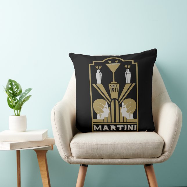 Martini Art Deco Art Throw Pillow (Chair)