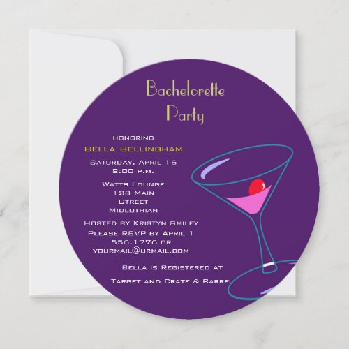 Martini Bachelorette Party Invitation