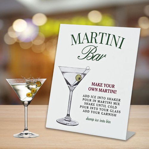 Martini Bar Green  Red Classy Pedestal Sign