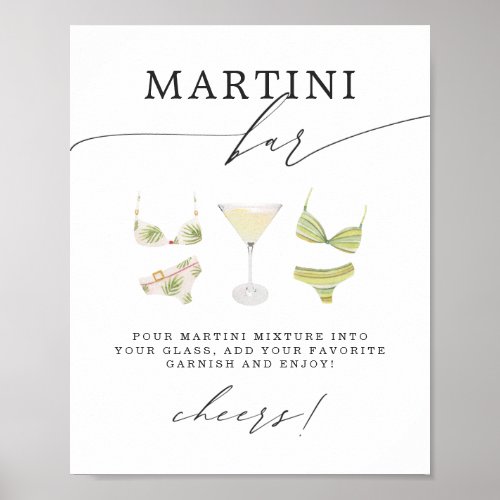 Martini Bar  Martinis  Bikinis Bridal Shower Poster