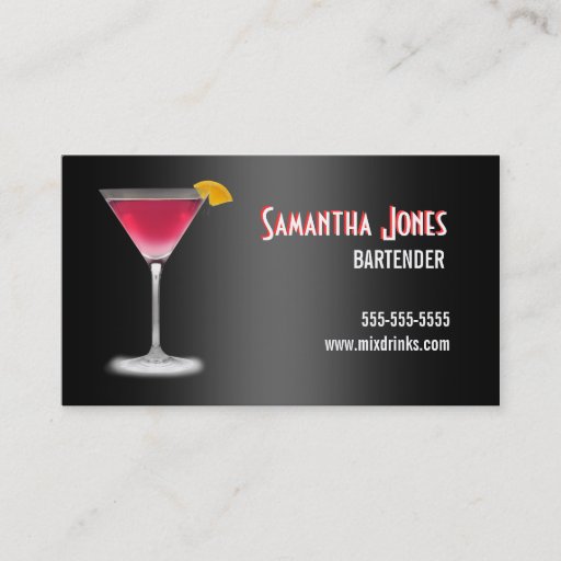 Customizable Martini Bartender Business Card