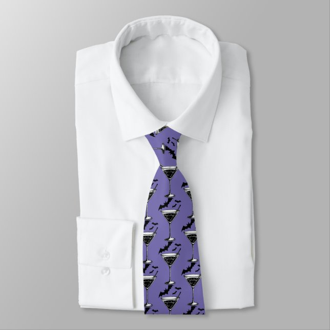 Martini Bats Neck Tie (Tied)