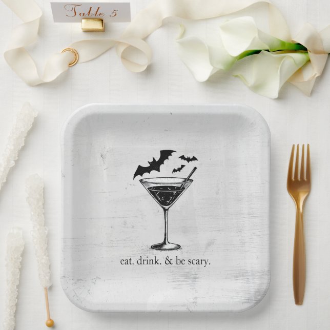 Martini Bats Paper Plates (Wedding)