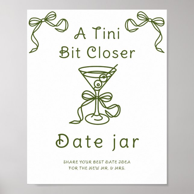 Martini Bow Bridal shower Date night ideas Poster (Front)