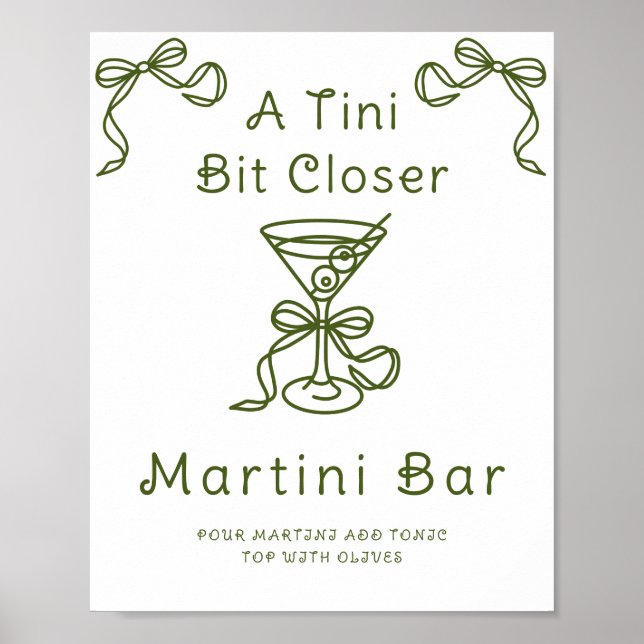 Martini Bow Bridal shower Martini bar Poster (Front)
