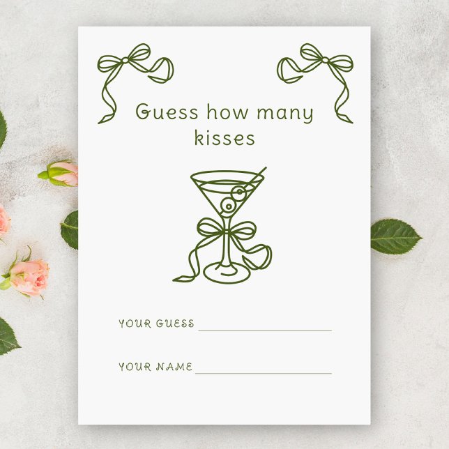 Martini & Bow How many kisses bridal game Enclosure Card (Creator Uploaded)