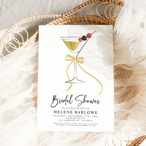 Martini Bow Minimalist Cocktail Bridal Shower Invitation