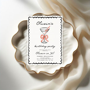 Martini & Bow Trendy Birthday Party Invitation