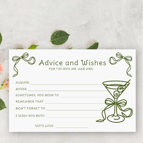 Martini Bridal Shower Advice and Wishes