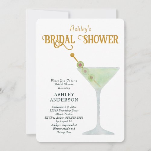 Martini Bridal Shower Invite Cocktail Shower Invitation
