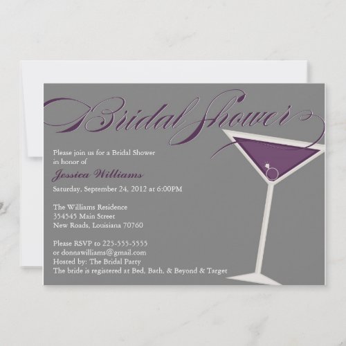 Martini Bridal Shower | Purple Invitation