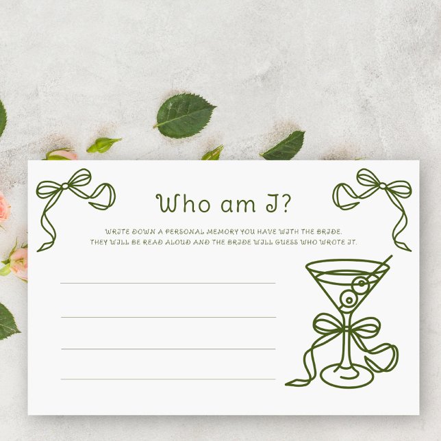 Martini Bridal shower Who am I game Stationery (Creator Uploaded)