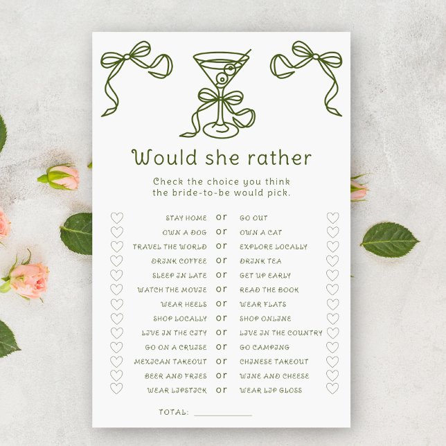 Martini bridal shower Would she rather game (Creator Uploaded)