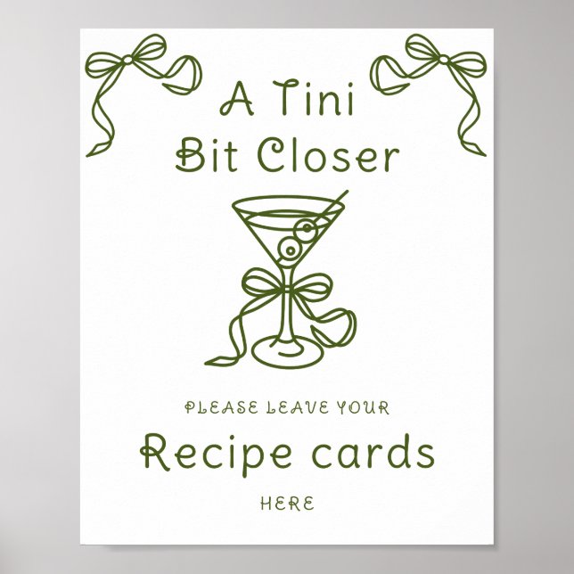 Martini bridal shower Your recipe card here Poster (Front)