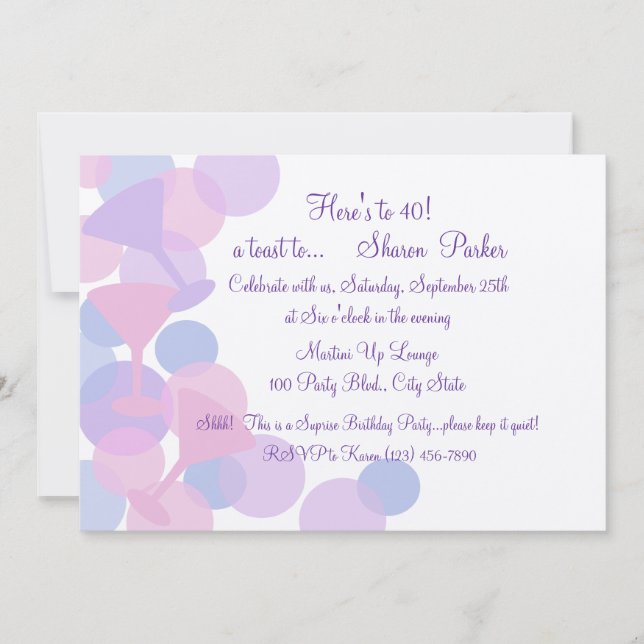 Martini Bubbles Party Invitation (Front)