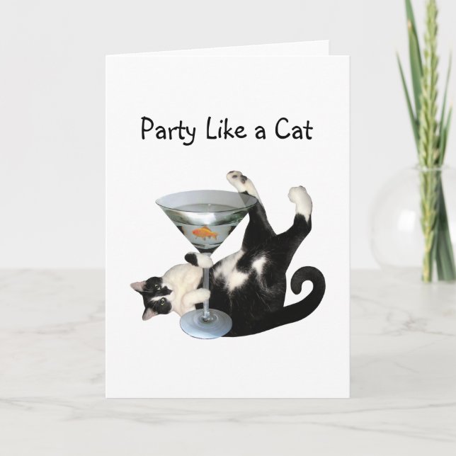 Martini Cat Holiday Card (Front)