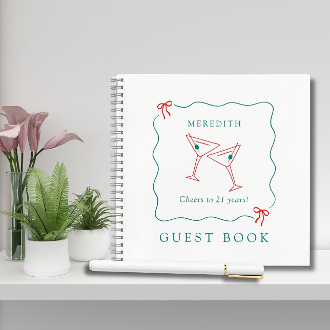 Martini Cheers 21st Birthday Party Guestbook Notebook (Martini Cheers to 21 Years Birthday Party Guesbook/Notebook)