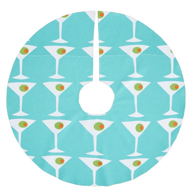 Martini Christmas Tree Skirt (turquoise) (Front)