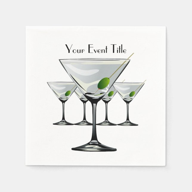 Martini Cockatls Party Event White Napkin (Front)