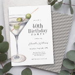 Martini Cocktail 40th Birthday Party Invitation<br><div class="desc">Set the tone for a sophisticated cocktail party, dinner party, or all-out birthday bash with this chic stylish martini birthday party invitation. Shown here as a 40th birthday party, you can personalize the text template for any age. All of the text may be personalized for your party. This invitation is...</div>