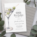 Martini Cocktail 60th Birthday Party Invitation<br><div class="desc">Set the tone for a sophisticated cocktail party, dinner party, or all-out birthday bash with this chic stylish martini birthday party invitation. Shown here as a 60th birthday party, you can personalize the text template for any age. All of the text may be personalized for your party. This invitation is...</div>