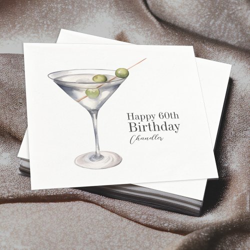Martini Cocktail 60th Birthday Party Napkins