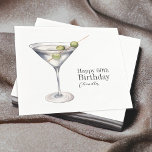 Martini Cocktail 60th Birthday Party Napkins<br><div class="desc">Set the tone for a sophisticated cocktail party,  dinner party,  or all-out birthday bash with this chic stylish martini birthday party bar napkin. Shown here as a 60th birthday party,  you can personalize the text template for any age.</div>