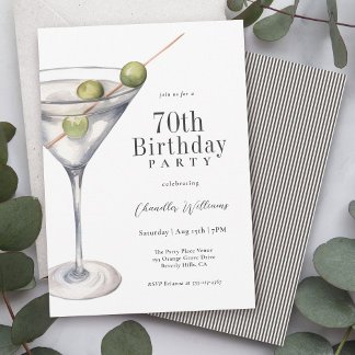 Martini Cocktail 70th Birthday Party Invitation