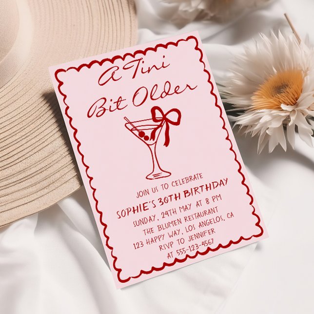 Martini Cocktail A Tini Bit Older 30th Birthday Invitation (Creator Uploaded)