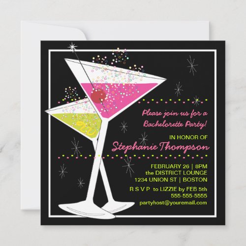 Martini Cocktail Bachelorette Party Invitation