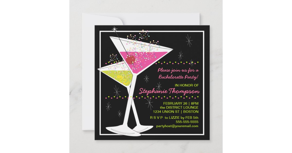 Martini Cocktail Bachelorette Party Invitation | Zazzle