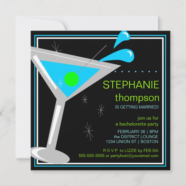 Martini Cocktail Bachelorette Party Invitation (Front)