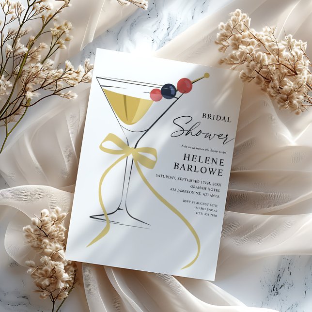 Martini Cocktail Bow Modern Elegant Bridal Shower Invitation (Martini Cocktail Bow Modern Elegant Bridal Shower Invitation)