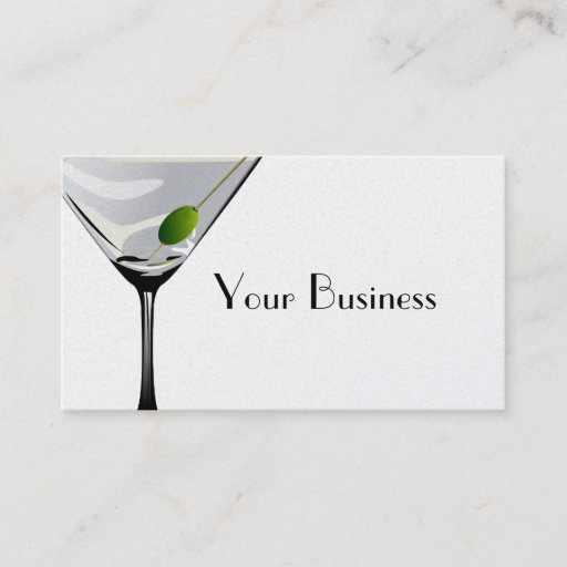 Customizable Martini Cocktail Business Card Platinum