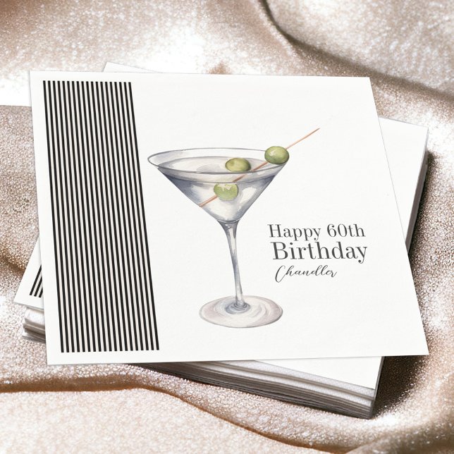 Martini Cocktail Elegant 60th Birthday Party Napkins (Creator Uploaded)