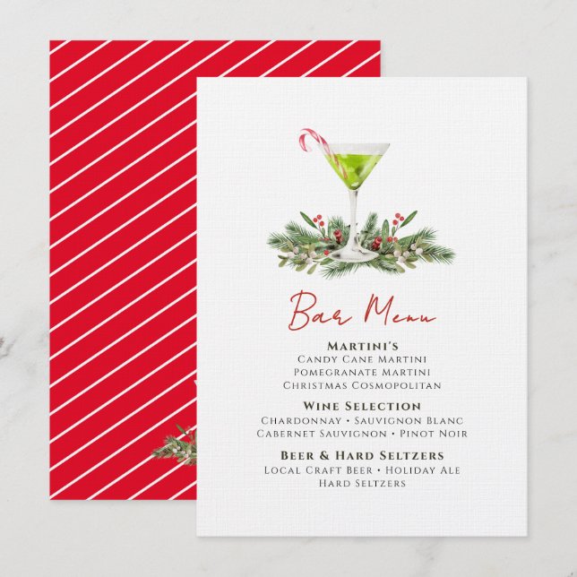 Martini Cocktail Festive Drinks Holiday Bar Menu (Front/Back)