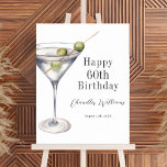 Martini Cocktail Happy 60th Birthday Poster<br><div class="desc">Set the tone for a sophisticated cocktail party, dinner party, or all-out birthday bash with this chic stylish martini birthday party poster. Shown here as a 60th birthday party, you can personalize the text template for any age. All of the text may be personalized for your party. This poster can...</div>