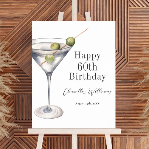 Martini Cocktail Happy 60th Birthday Poster