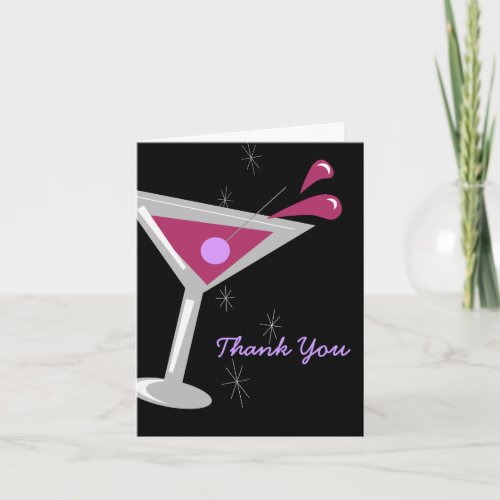 Martini Cocktail in Purple Thank You Card