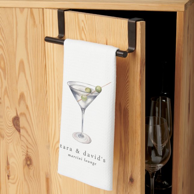 Martini Cocktail Lounge with Your Name Kitchen Towel (Thirds Fold)