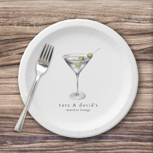 Martini Cocktail Lounge with Your Name Paper Plates