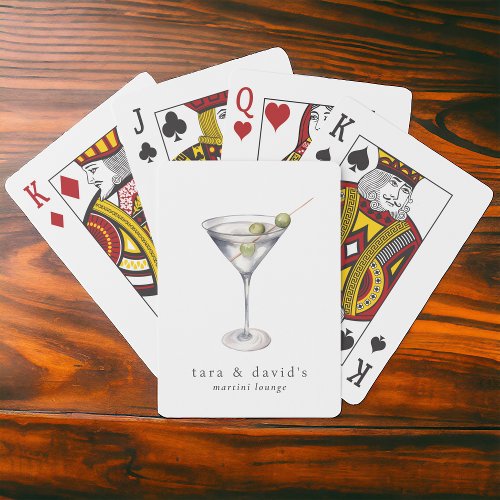Martini Cocktail Lounge with Your Name Poker Cards