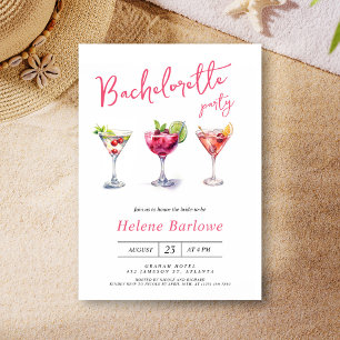 Martini Cocktail Modern Bachelorette Party Invitation